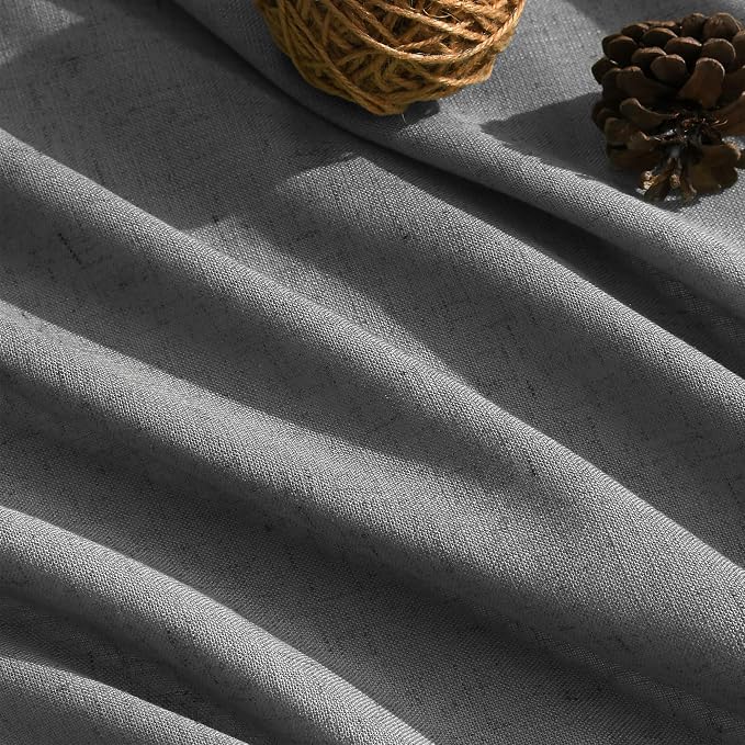 Blazer Grey Cutains Morden Linen Blend Light Filtering Back Tab Curtains - Image 5