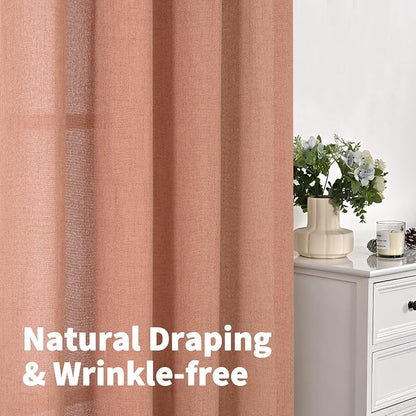 YoungsTex Terracotta Linen Curtains 45 Inch Length - Image 7
