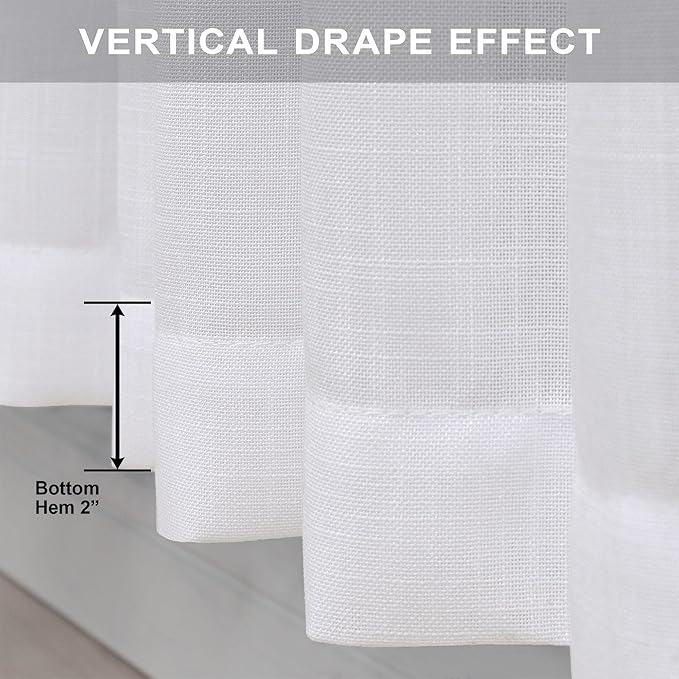 White Linen Curtains 84 Inch Length - Image 6