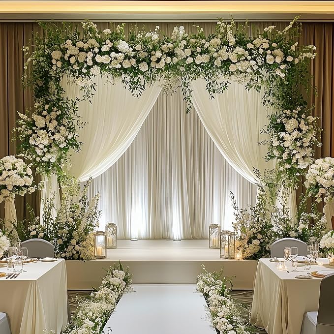 Ivory Backdrop Curtain for Parties Backdrop Drapes, 6 Panel 5x10FT - Image 5