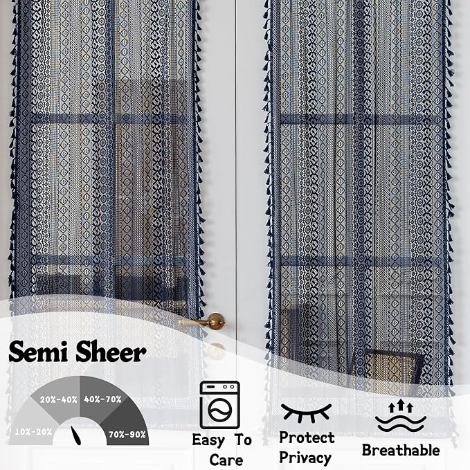 Sutuo Home Navy Blue French Door Curtains - Image 3