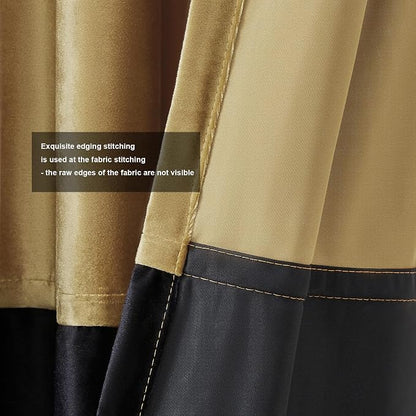 BULBUL Modern Gold Black Velvet Curtains Luxury 90 inch - Image 3