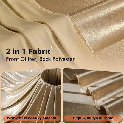 10ftx10ft Champagne Gold Sequin Backdrop Curtain - Image 6