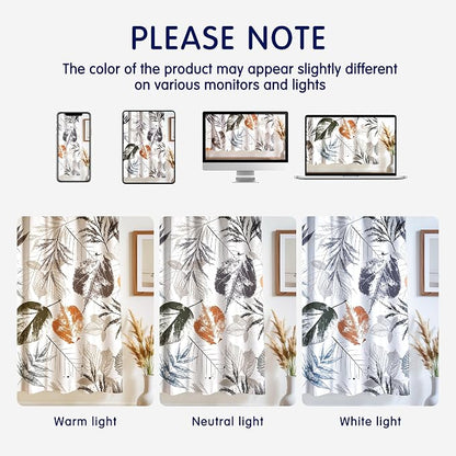 SUBRTEX Boho Leaf Printed Curtains 95 inch Long 2 Panels, Room Darkening - Image 7