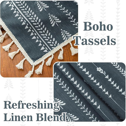 Boho Dark Grey Curtains 84 inch Long - Image 3
