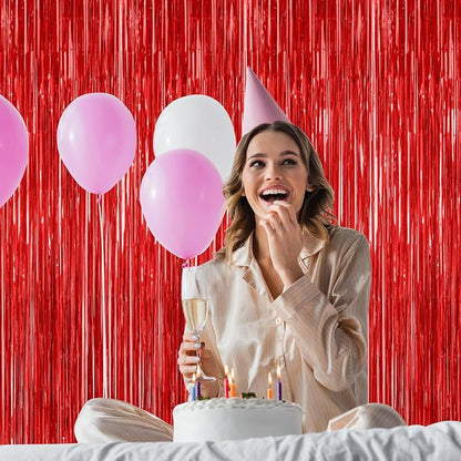 ZATAYE 4 Pack Red Valentines Christmas Foil Curtain Streamer Decorations | Red - Image 5