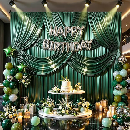 20x10ft Dark Green Glitter Backdrop Curtain - Image 3