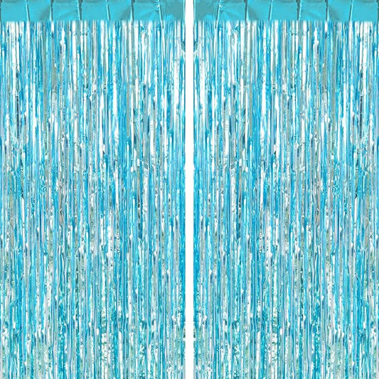 2 Pack Fringe Curtains Foil Shiny Fringe Backdrop Tinsel Door Streamers Foil by TOTAFAM
