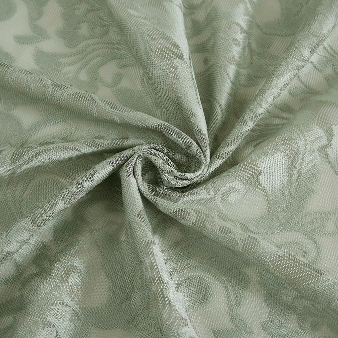 Bujasso Sage Green Lace Pinch Pleat Curtains 102 inch, Vintage Floral Sheer - Image 7