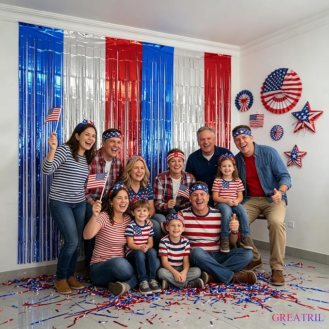 Blue Silver Red Party Streamers - Image 8