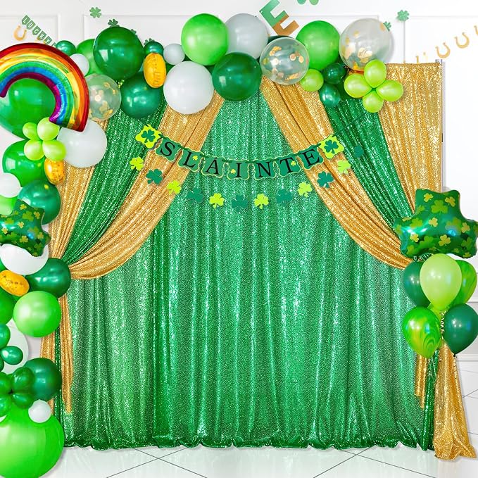 QueenDream Green Sequin Backdrop Curtain Party Backdrop Curtain 8ft x 8ft - Image 6