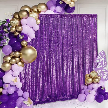 10ft x 10ft Purple Sequin Backdrop Glitter Halloween Party Backdrop Curtains - Image 6