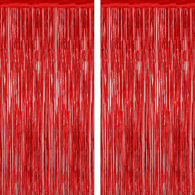 ZATAYE 2 Pack Red Foil Curtain Backdrop Birthday Party Decorations | Red by ZATAYE