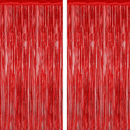ZATAYE 2 Pack Red Foil Curtain Backdrop Birthday Party Decorations | Red by ZATAYE