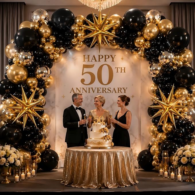 Black and Gold Balloon Garland Arch Kit | Party Decorations - Image 4