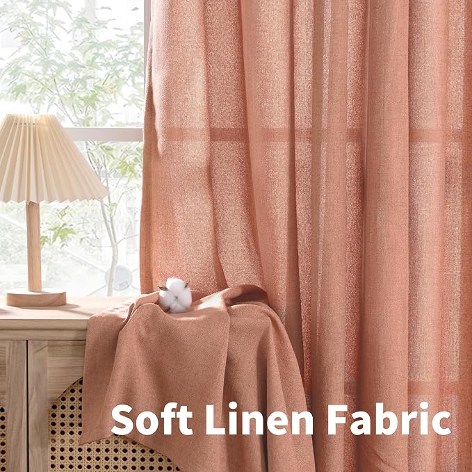 YoungsTex Terracotta Linen Curtains 72 Inch Length - Image 7