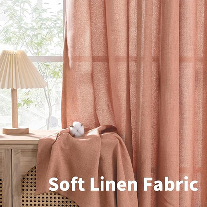 YoungsTex Terracotta Linen Curtains 72 Inch Length - Image 7