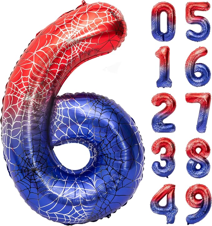 40 In Red And Blue Birthday Theme Large Number 6 Balloon | Giant Large Helium by Exquisitehighqualitypartydecorationstomeetyoureveryneed%EF%BC%81