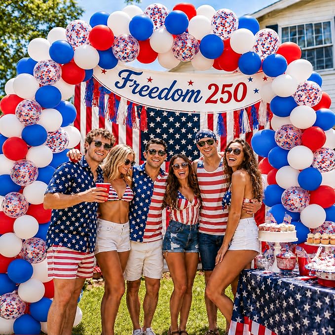 80 PCS Red White Blue Balloons 12 in - Image 2
