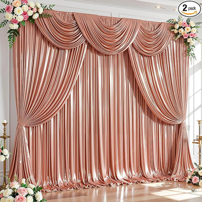 20x10ft Rose Gold Glitter Backdrop Curtain by Partisky
