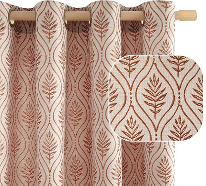 BGment Terracotta Leaf Jacquard Curtains 72 Inches Long by BGment