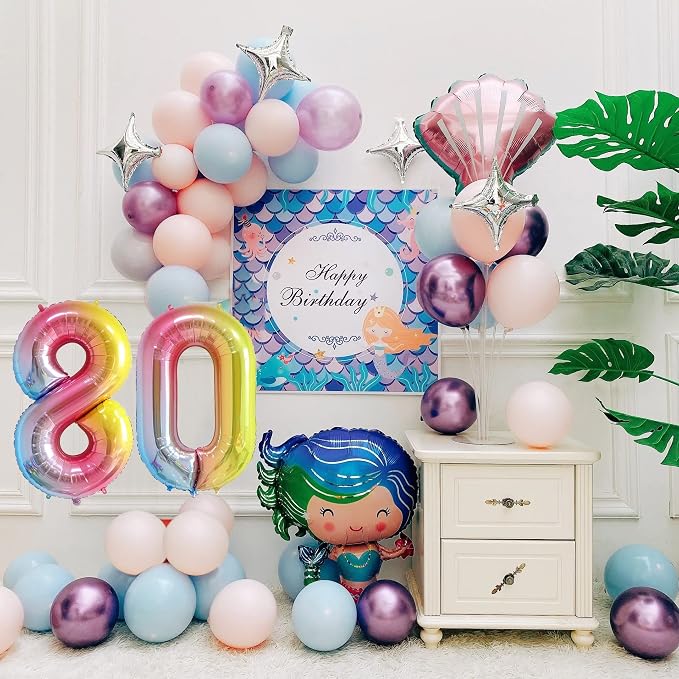 40 Inch Number Balloons 0-9 Rainbow Gradient Large Number 80 Balloons, Digital - Image 2