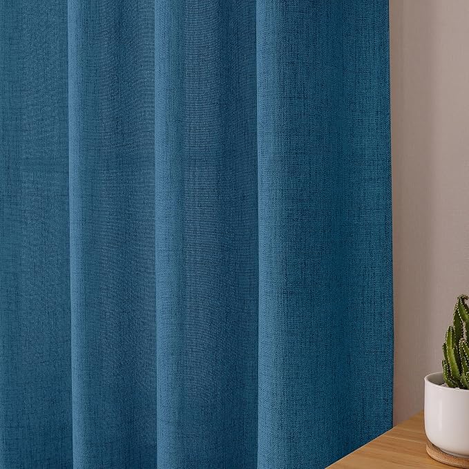 Tollpiz Short Linen Curtains Living Room Rod Pocket Semi Sheer Curtain Burlap - Image 8