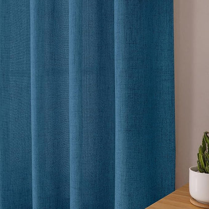 Tollpiz Short Linen Curtain Bedroom Rod Pocket Semi Sheer Curtains Burlap Light - Image 8