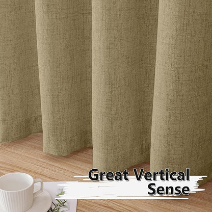 Tollpiz Short Linen Curtain Living Room Rod Pocket Semi Sheer Curtains Burlap - Image 4