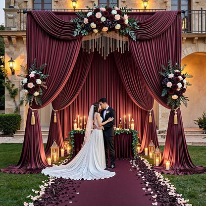 20ft x 15ft Burgundy Backdrop Curtains - Image 2