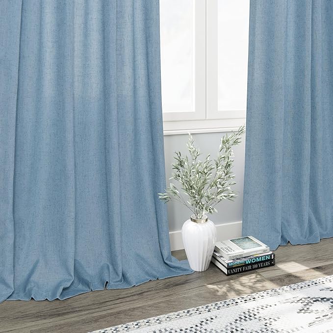 Linen Blue Curtains 108 inch Extra Long - Image 6