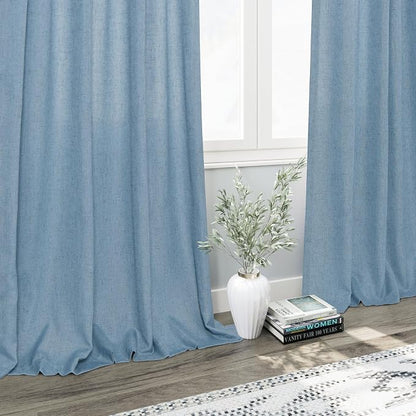 Linen Blue Curtains 120 inch Extra Long - Image 6