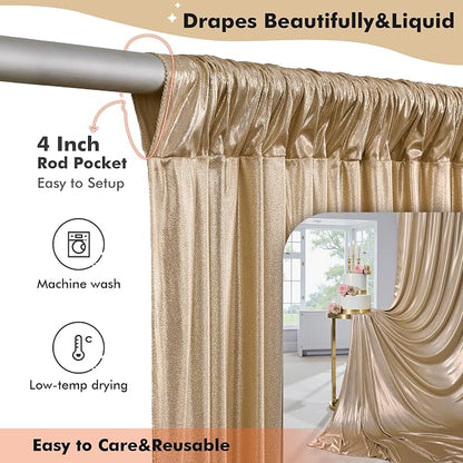 50x10ft Shimmer Champagne Gold Sequin Backdrop Curtain - Image 6