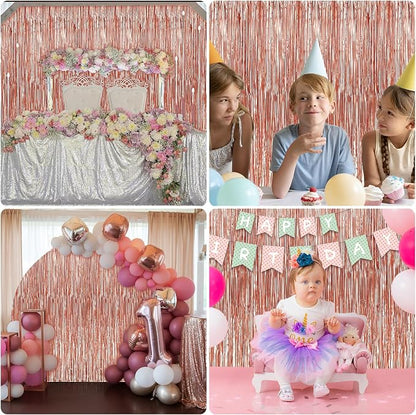 3 Pack 3.3 x 9.9 ft Rose Gold Fringe Backdrop Streamers Party Decorations | - Image 6