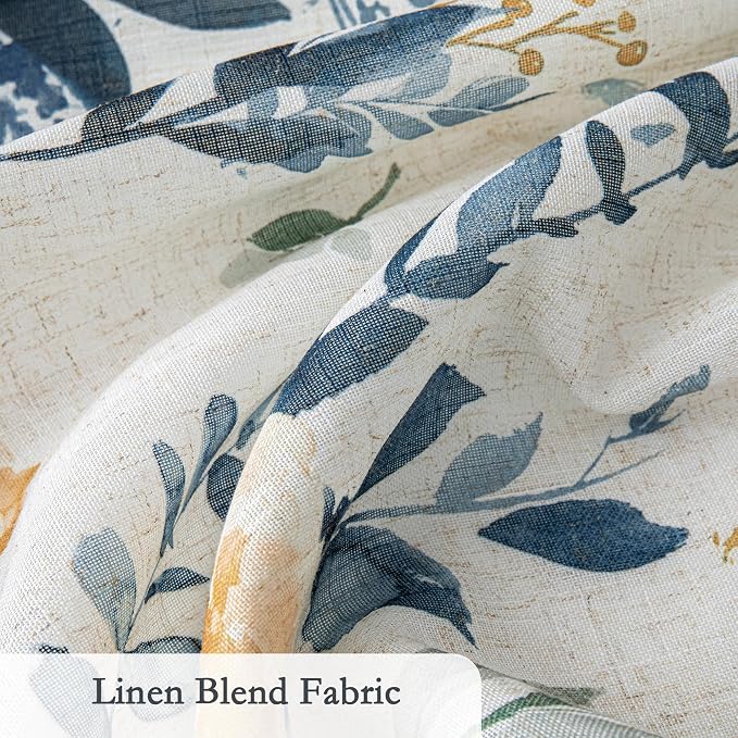 MYSKY HOME Linen Floral Curtains 95 Inch Length 2 Panels Set Semi Sheer Natural - Image 5