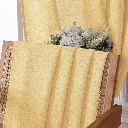 Tollpiz Linen Tier Curtains Rod Pocket Semi Sheer Short Kitchen Curtain Half - Image 6