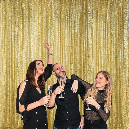 Sugargirl Gold Sequin Backdrop Curtain 4FTx8FT Glitter Gold Background Drapes - Image 4