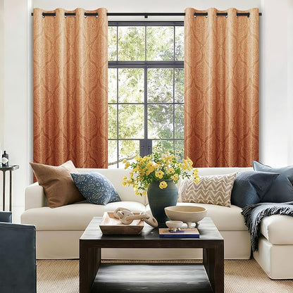 DWCN Burnt Orange Blackout Curtains - Image 2
