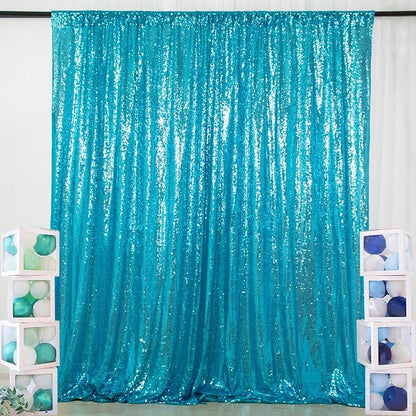 ShinyBeauty Sequin Curtain Turquoise 4FTx8FT Photo Backdrop by ShinyBeauty
