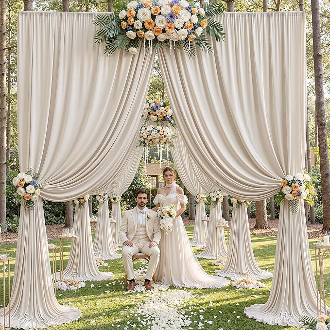 10×12ft Wrinkle Free Beige Backdrop Curtain - Image 8