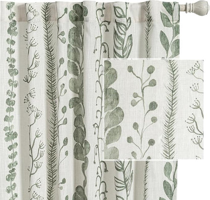 Sage Green Curtains 63 Inches Long Boho Curtains by MEETSKY