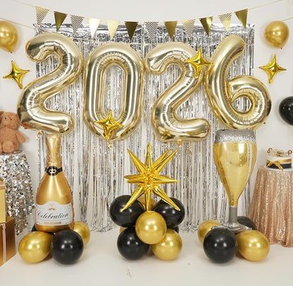 Light Gold 2026 Balloons, 40 Inch Number Champagne Gold Foil Balloons - Image 3