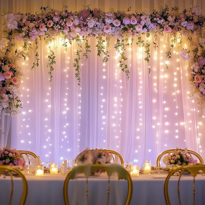 Tulle Backdrop Curtains with Lights Lavender 10x10ft Sheer Curtain Backdrop | - Image 7