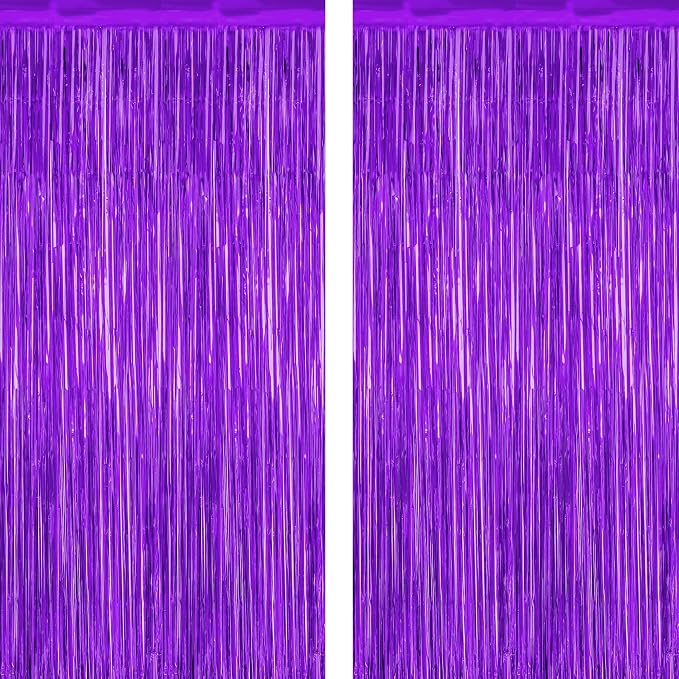 ZATAYE 2 Pack Purple Foil Curtain Streamer Decorations | Purple, Metallic Foil by ZATAYE