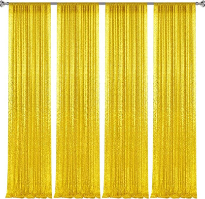 2×8FT-4PCS Bright Yellow Sequin Backdrop Curtains Panels, Photography Backdrop - Image 8