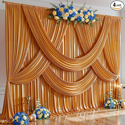 20x10ft Rust Orange Glitter Backdrop Curtain by Partisky