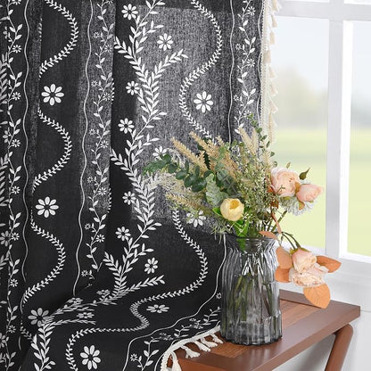 Schweek Black Boho Curtain 84 Inches Length 2 Panels Drapes - Image 7