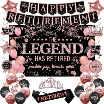 Roetyce Retirement Party Decorations Women, Lengend Has Retired Sash & Crown by Roetyce