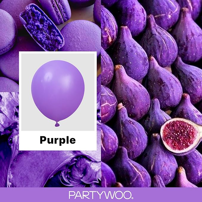 PartyWoo Purple Balloons 100pcs Different Sizes of 18 12 10 5 Inch | Balloons - Image 2