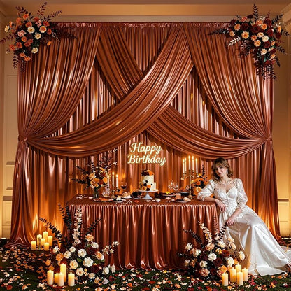 30x10ft Terracotta Glitter Backdrop Curtain - Image 4